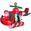 Santa in Helicopter With Sky Diving Penguins Airblown Christmas Inflatable 